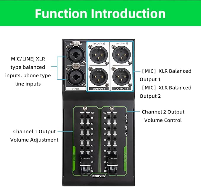Passive Stereo Volume Controller, XLR 2 Input 2 Output Stereo Studio Controller - Image 9