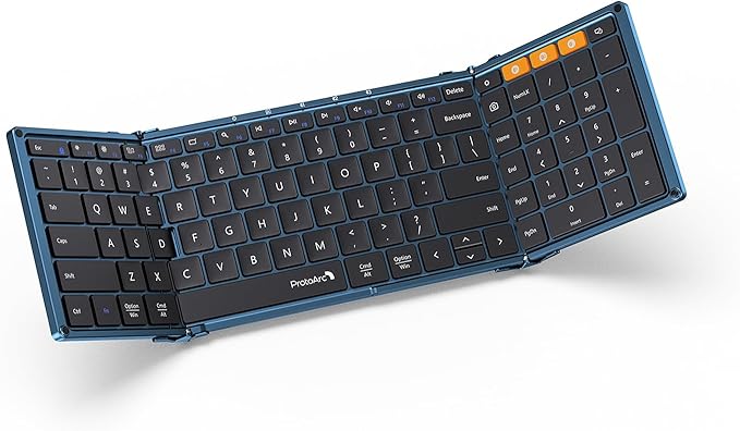 ProtoArc Foldable Bluetooth Keyboard, XK01 Folding Wireless Portable Keyboard by ProtoArc