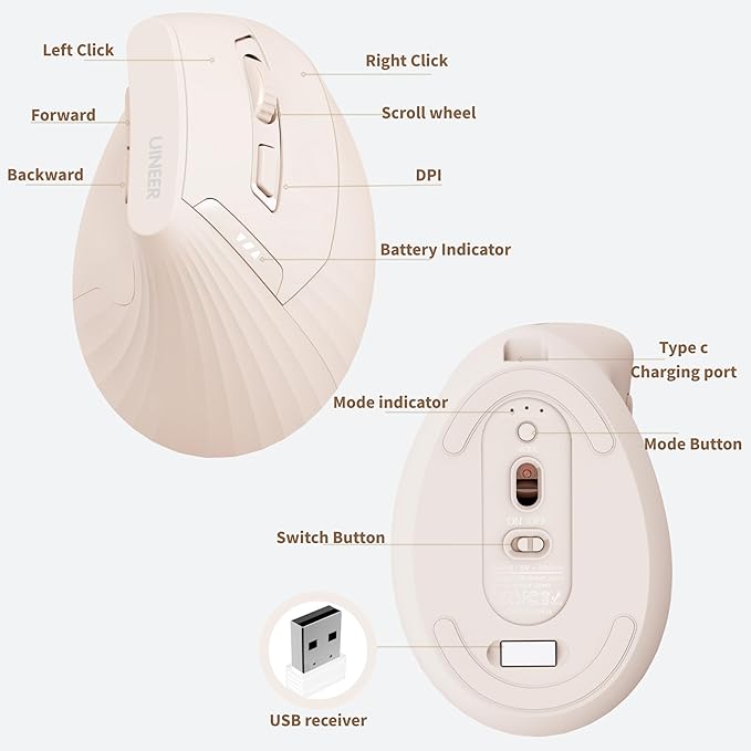 Vertical Mouse Wireless, Rechargeable - Image 6