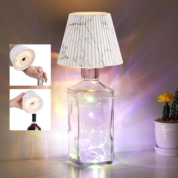 WILIT Wireless Lamp Shades for Table Lamps, 3-Level Brightness Wine Bottle by WILIT