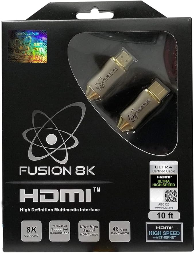 HDMI 2.1 Certified Cable Supports 10K 8K @60Hz and 4K @120Hz Compatible by Fusion8k