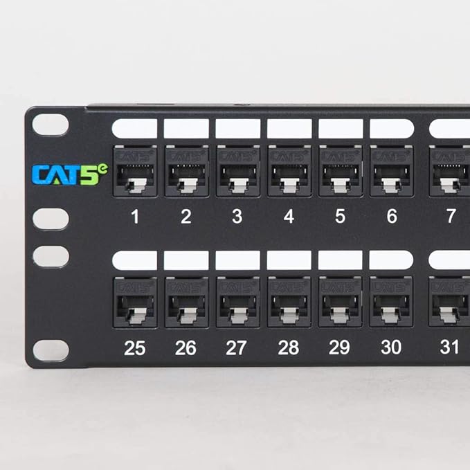 ICC CAT5e Feed-Through Patch Panel, 48 Port, 2U Rackmount, RJ45 Ethernet Patch - Image 4