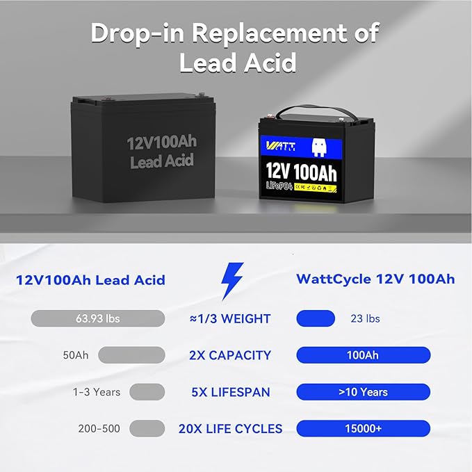 LiFePO4 Lithium Battery 12V 100Ah, Use EV Grade A+ Cell, Buit-in 100A BMS - Image 2