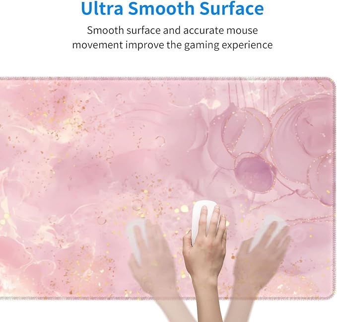 Rose Gold Marble Large Mouse Pad Extended Gaming Mousepad 31.5 x 11.8 Inch - Image 5