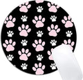 Puppy Paws Dog Traces Animal Paws Pink Mouse Pad Round Non-Slip Rubber Mousepad by XDMY