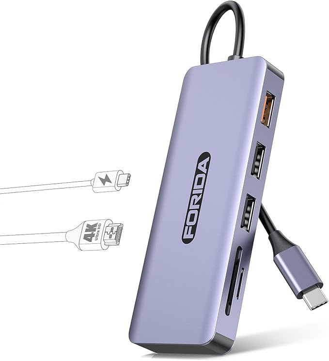 USB C Hub, 7 Ports USB C MultiPort Adapter by FORIDA-Besttecforusbhubdockingstation