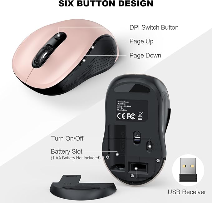 WisFox 2.4G Wireless Mouse for Laptop, Ergonomic Computer Mouse - Image 5
