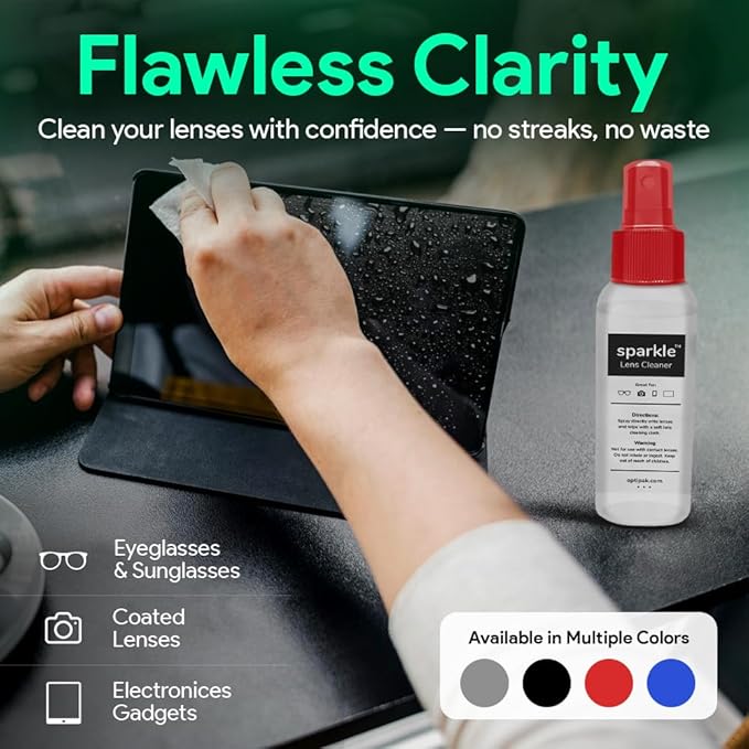 Sparkle Anti-Reflective Lens Cleaner Spray kit | 2oz Glasses Cleaner Spray + - Image 3