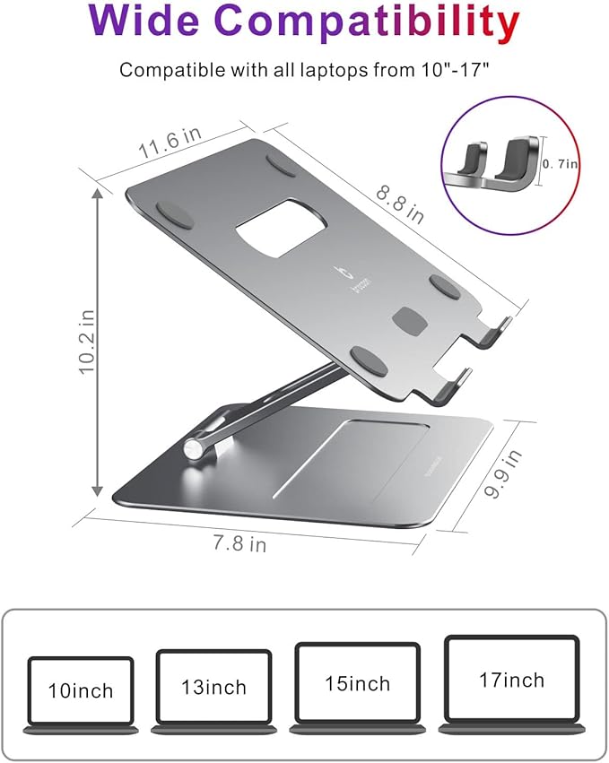 Adjustable MacBook Stand for Desk | Ergonomic Aluminum Laptop Riser - Image 6