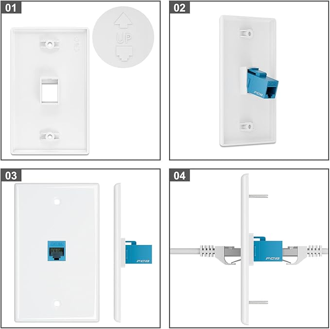 FGB 4-Port Keystone Wall Plate 20-Pack, Low-Profile Single Gang Wall Plates - Image 6