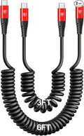 Coiled USB C Cable for Car 3FT & 6FT, USB C to USB C Fast Charging Cable USB by KIYODA
