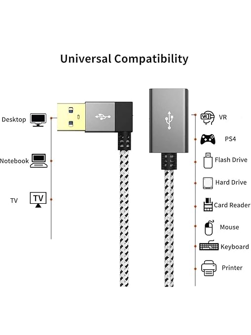 CableCreation Short USB 3.0 Extension Cable 1FT, Left Angle USB Male to Female - Image 4