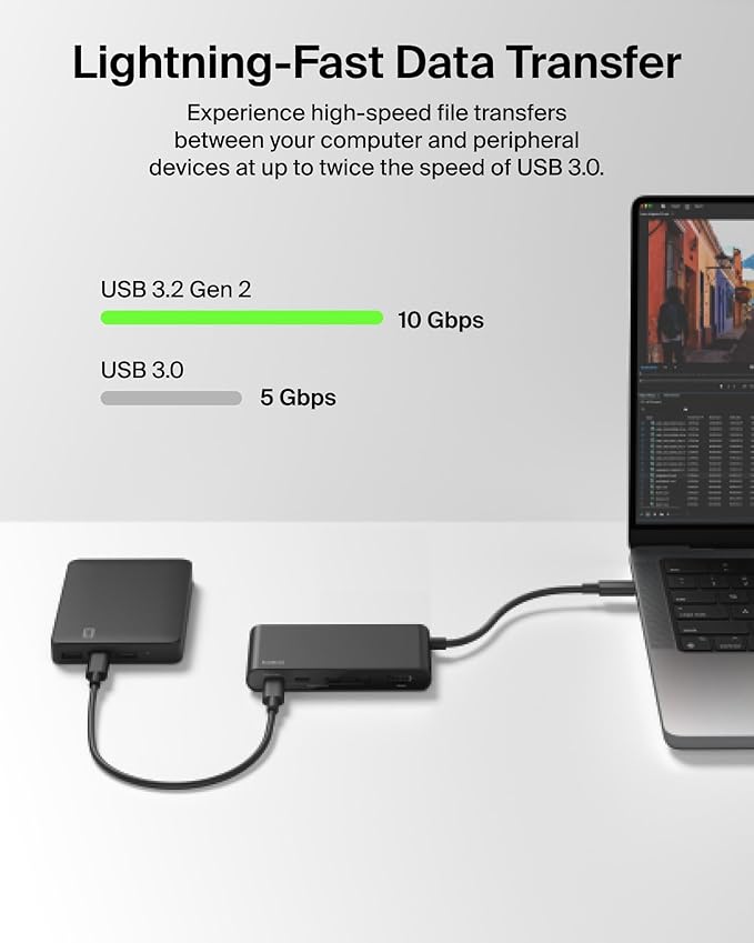 Belkin USB C Hub, 5-Port Hub w/ 4K HDMI Display @ 60Hz, 100W Power Delivery - Image 6