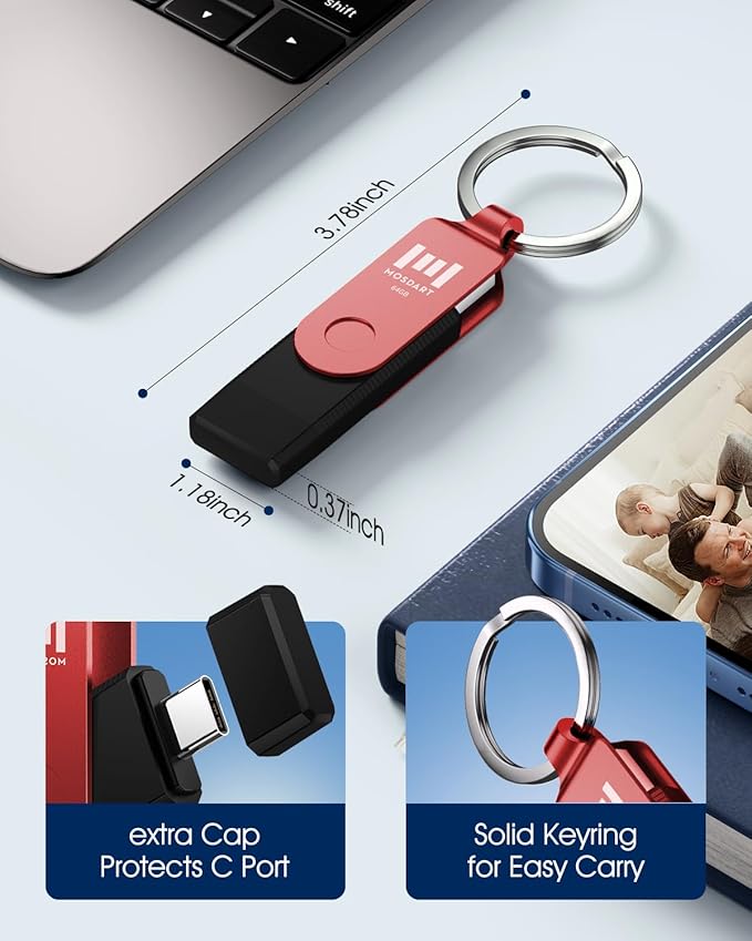 MOSDART 64GB USB3.1 Fast Speed C and A Dual Flash Drive, exFAT Memory Stick - Image 2