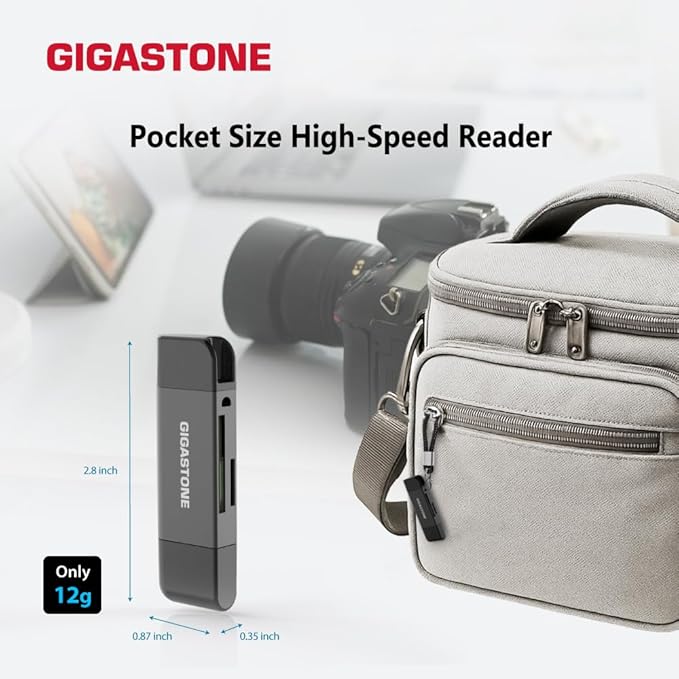 GIGASTONE SD Card Reader 2-Pack, 5-in-1 USB-A/USB-C Card Reader, Dual Slot - Image 6