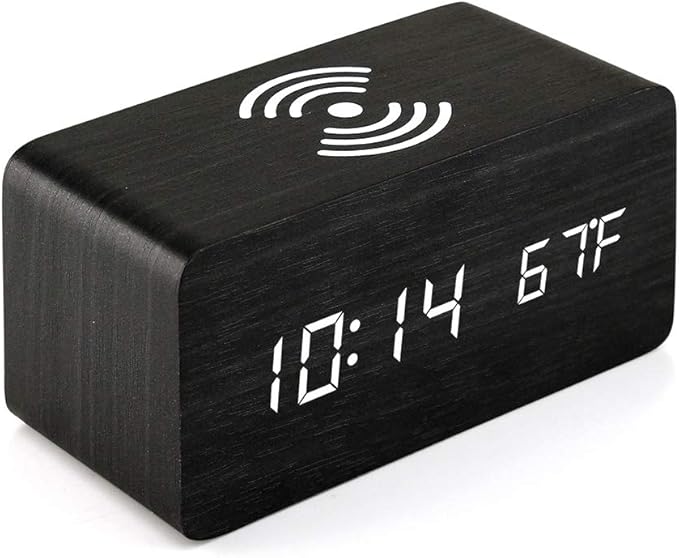 OCT17 Alarm Clock with Qi Wireless Charging Pad Compatible with iPhone Samsung by OCT17