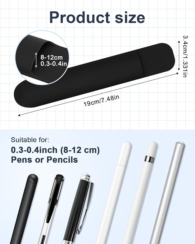 eZAKKA Silicone Pencil Holder For Most Pens, 7.8 inch Self-Adhesive Stick To - Image 2