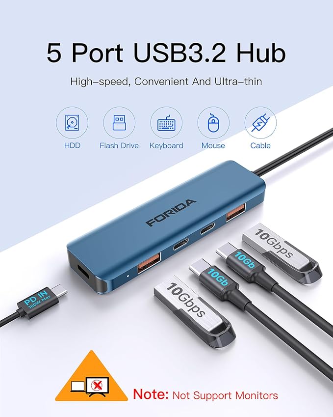 USB C Hub, 10Gbps USB 3.1 Adapter - Image 5