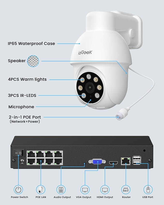 ieGeek PoE Security Camera System, 5MP Outdoor/Indoor PoE Cameras - Image 8