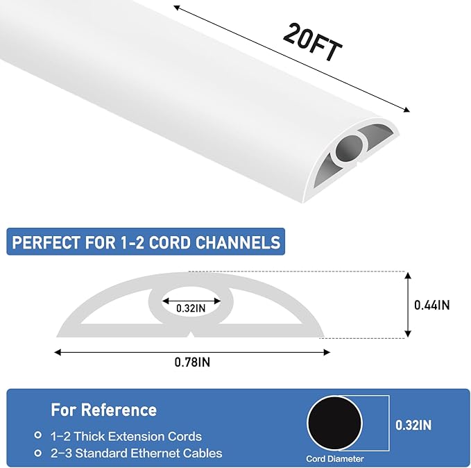 Floor Cord Cover Self Adhesive Cord Hider Floor Extension Cord Covers - Image 2