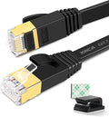 Cat 7 Flat Ethernet Cable 15ft Black, High Speed 10GB Shielded LAN Internet by XINCA