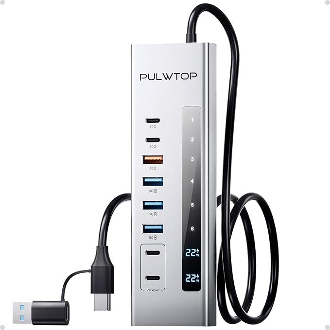 Powered USB C Hub, PULWTOP 11-in-1 USB Hub by PULWTOP