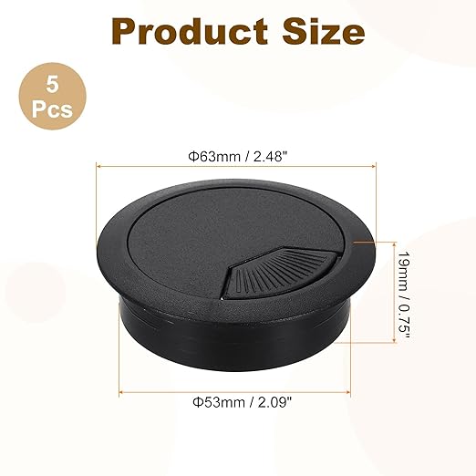 uxcell 5 Pcs 53mm Desk Grommet, Plastic Cable Hole Cover, Wire Cord Cable - Image 2