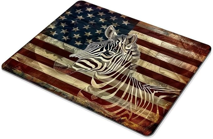 Square Mouse Pad Black and White Zebra and National Flag-1, Gaming Mouse Pads - Image 6