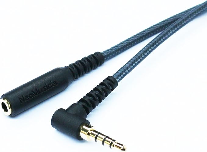 50cm Right Angle 4 Pole 3.5mm 1/8 inch Male to 4 Pole 3.5mm 1/8 inch Female - Image 2