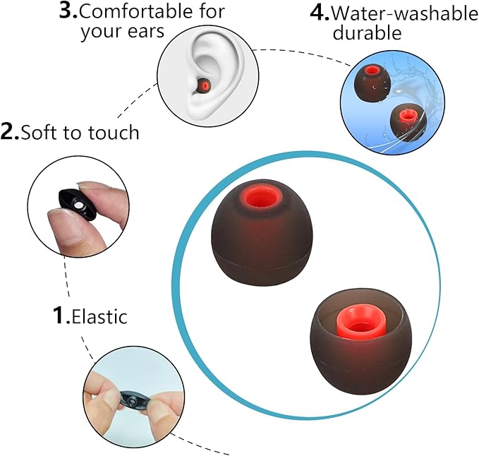 Silicone Earbud Tips Earbud Replacement Tips Eartips Fit Most in-Ear Earbuds - Image 5