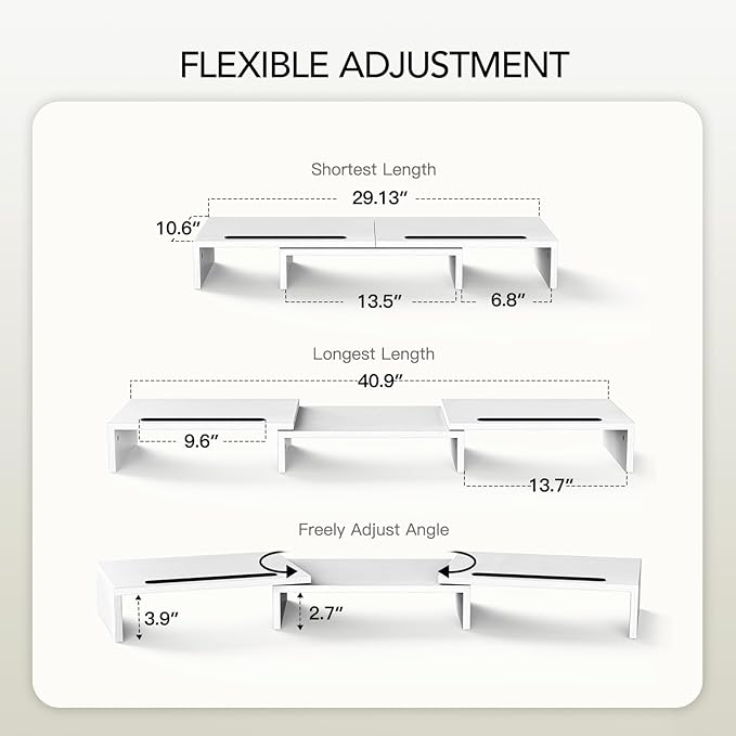 AMERIERGO Dual Monitor Stand Riser- 3 Shelf Screen Stand - Image 6