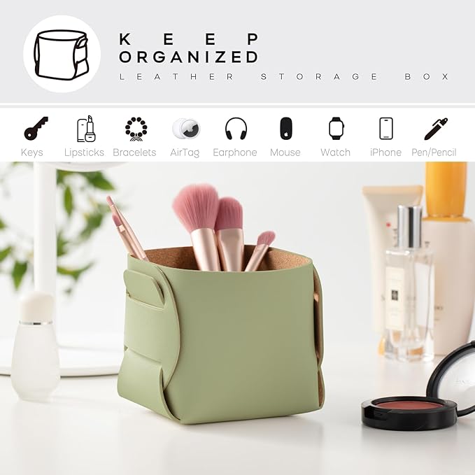 HOMIEAZICOZI 2-Pack Cork Leather Desk Accessories Storage - Image 4