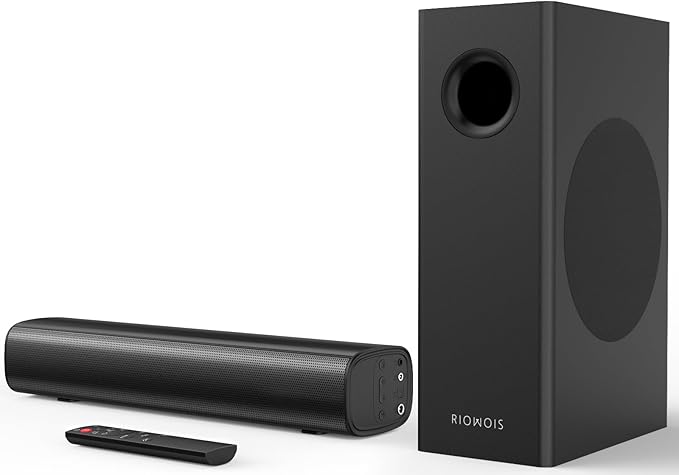 Sound Bars for Smart TV with Subwoofer, 2.1 Deep Bass Small Soundbar Home by RIOWOIS