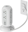 Surge Protector Power Strip Tower, TESSAN 5 FT Retractable Extension Cord by TESSAN