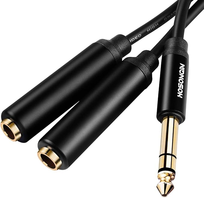 HOSONGIN 1/4" Splitter Cable, TRS to Dual 1/4" TRS Stereo Y Adapter, by HOSONGIN