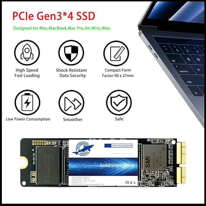Dogfish SSD Pro da 2 TB per MacBook Upgrade NVMe PCIe Gen3x4 M.2, Unit?interna - Image 4