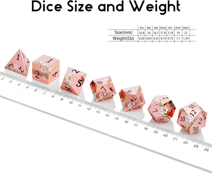 Metal Dice Set D&D, DNDND 7 PCS Flower Metallic DND Dice Set - Image 5