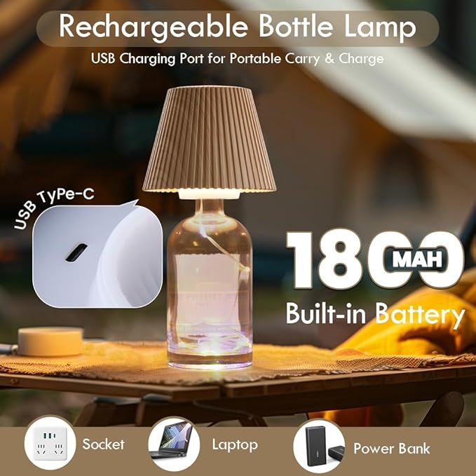 WILIT Wireless Lamp Shades for Table Lamps, 3-Level Brightness Wine Bottle - Image 5