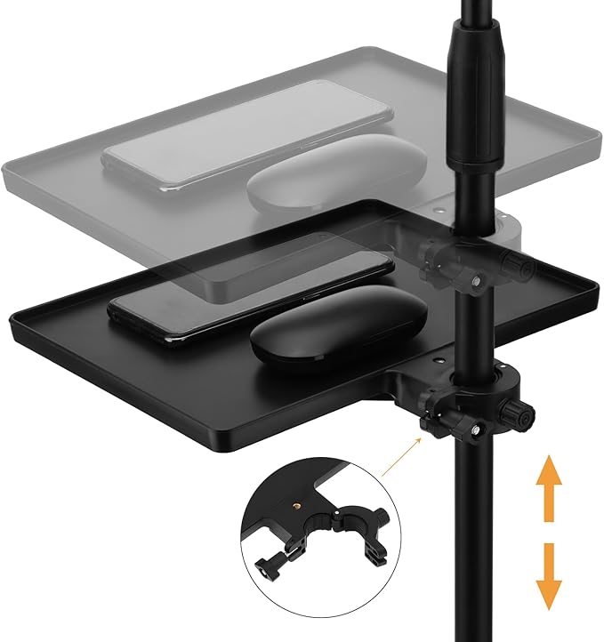 RTNLIT Microphone Music Stand Tray, Adjustable Clamp On Rack Tray Holder - Image 4