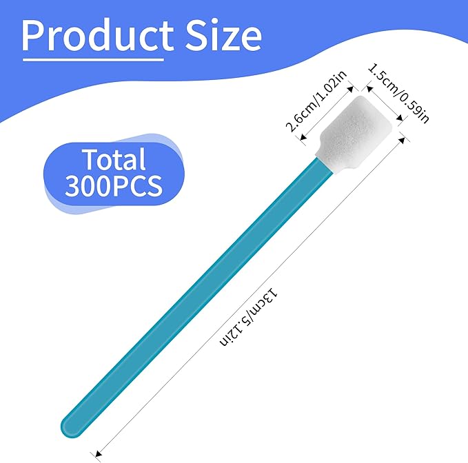 Lint-Free Lab/Printer/Optical Printheads – 300 Pcs Foam Swabs - Image 2