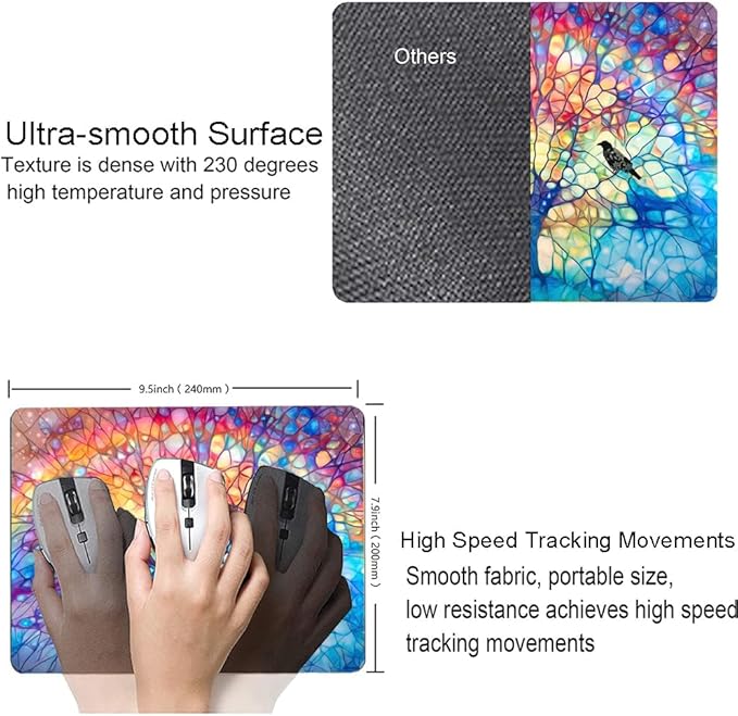 Mouse Pad, Cute Mouse Mat for Women, Square Waterproof Non-Slip Rubber Base - Image 3
