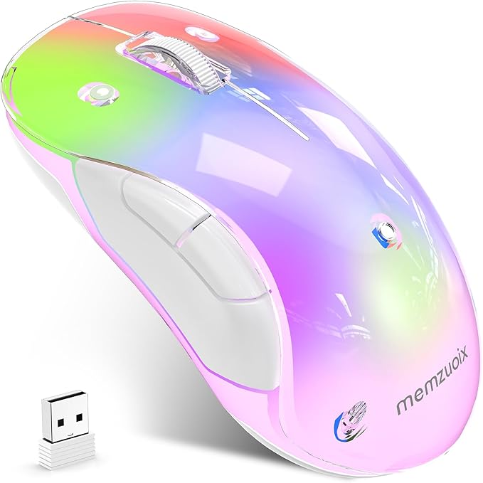memzuoix 2.4G LED Wireless Mouse, Rechargeable Ergonomic Mouse by memzuoix
