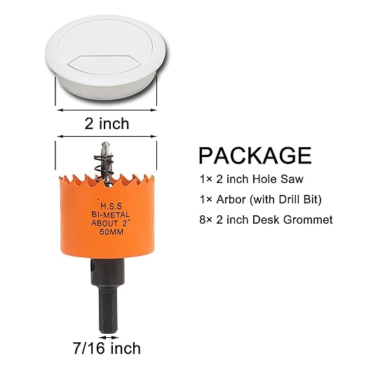 Desk Grommet 2 inch with Hole Saw, Desk Cord Hole Cover Grommet - Image 2