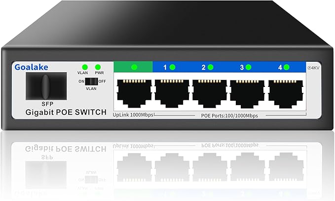 5 Port Gigabit PoE Switch and 1 Gigabit SFP Slot, Unmanaged PoE Switch by Goalake