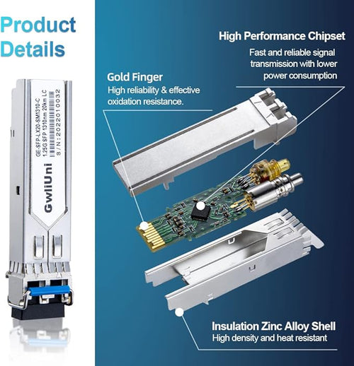 10Pcs 1.25G Single Mode SFP Fiber Module Network Transceiver, LX SM 1310nm 20km - Image 2