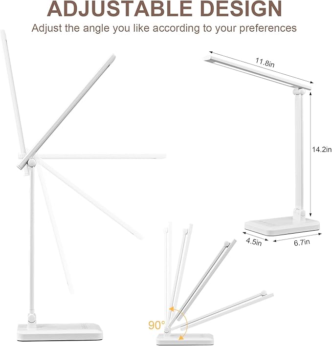 LED Desk Lamp with USB Charging Port Whole White - Image 6