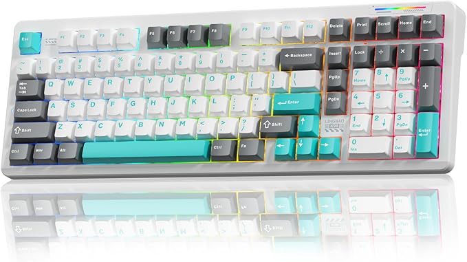 LINGBAO K98 Wireless Mechanical Gaming Keyboard, 10000mAh Battery Tri-Mode by CORBOBO