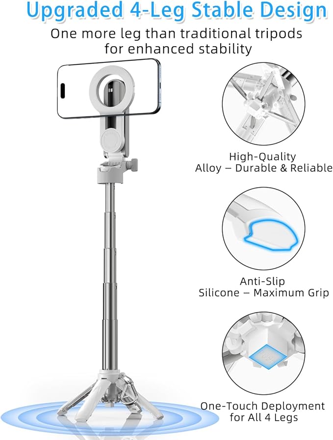 CloudValley Magnetic 4-in-1 Multifunctional Selfie Stick Tripod, Mini Portable - Image 6