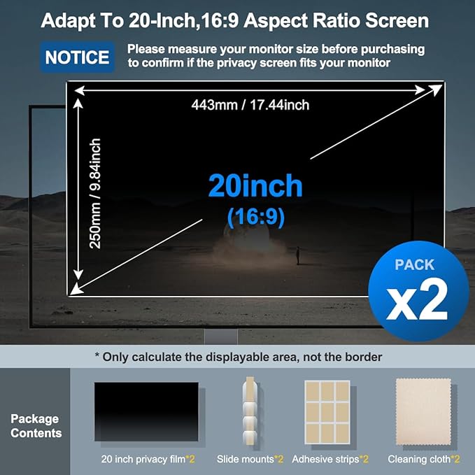 20 Inch Privacy Screen for Monitor Computer Screen Privacy Filter for 16:9 - Image 5
