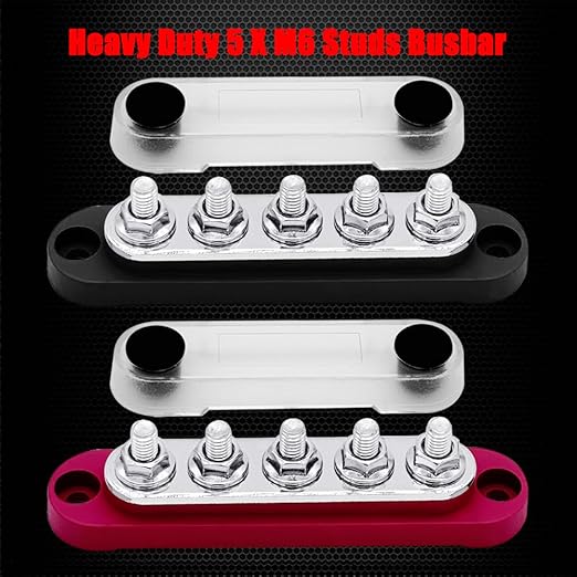 5 x M6 Studs Power Distribution Block Bus Bar 12V, Ampper 4.3" 150A Marine - Image 3